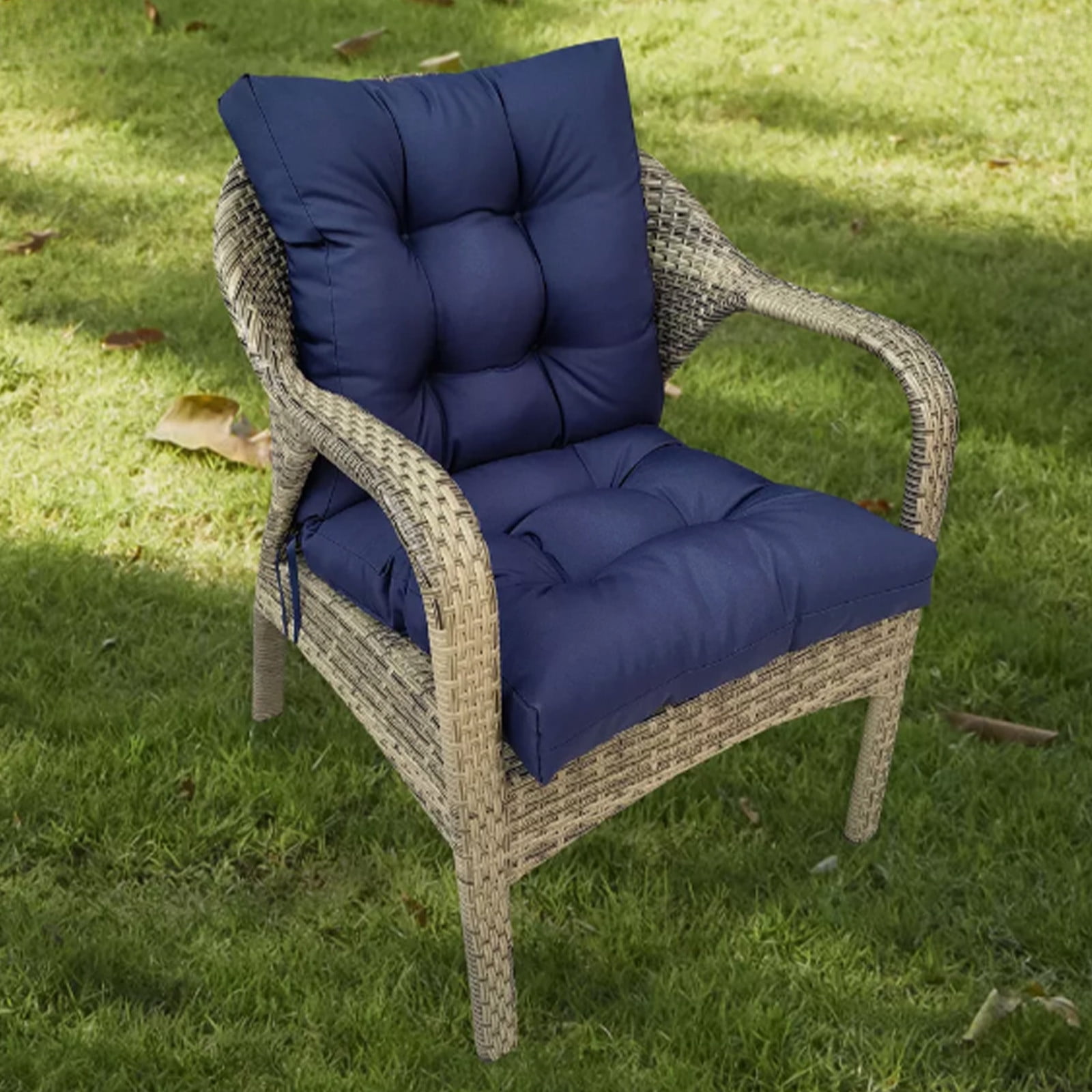 HHBEAUTY Outdoor Chair Cushions 39.4 x19.7 Inch,Water Resistant Tufted Seat Cushions,Reversible,Weather Resistant,Rounded Back Wicker Chair Cushion for Patio Garden Furniture