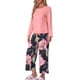 thumbnail image 4 of Conjunto de lounge para mujeres INSPIRE CHIC, camiseta de manga larga con capri floral, sets de pijama suaves y elásticos, 2 piezas, ropa de casa, S rosa, 4 of 6