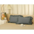 thumbnail image 7 of Unique Bargains Triple Ruffle Bedding Pillow Shams Set of 2 with Envelope Closure Grey Queen, 7 of 7