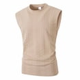 thumbnail image 4 of Ceisia Mens 2 Piece Outfit Textured Knit Sleeveless Tank Top and Drawstring Shorts Set Casual Loungewear for Men Khaki S Gifts for Father, 4 of 9