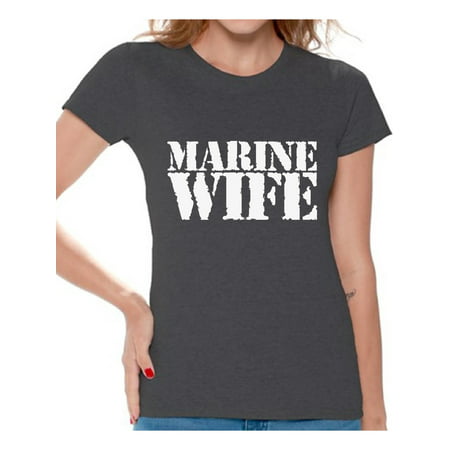 Awkward Styles Marine Wife Shirt Marine Wife T Shirt Valentines Gifts for Wife of a Marine Valentine Shirts for Women Proud Marine Wife Shirt Valentines Day T Shirt Military Wife