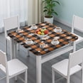 thumbnail image 3 of Orange and Black Plaid Christmas Snowflake Pattern Square Fitted Tablecloth with Elastic Edge,Square Table Cover,Washable Elastic Table Cover for Home Kitchen Party Decor 36"x36", 3 of 6