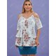 thumbnail image 2 of Talla grande hombro frío bordado de encaje superpuesto blusa floral Rosegal  Blusas Tallas Grandes, 2 of 5