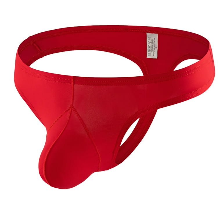 Sksloeg Men Sexy Jockstrap G-String Underwear Pouch Soft Lingerie Briefs  Letter Breathable Thong Red XL,（1Pcs)