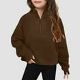 thumbnail image 2 of Towmus Girls Sweatshirt Oversized Sweatshirts Half Zip Pullover Tops for Juniors Long Sleeve Drop Shoulder Fleece Workout Pullover Solid Sweatshirt, 2 of 5