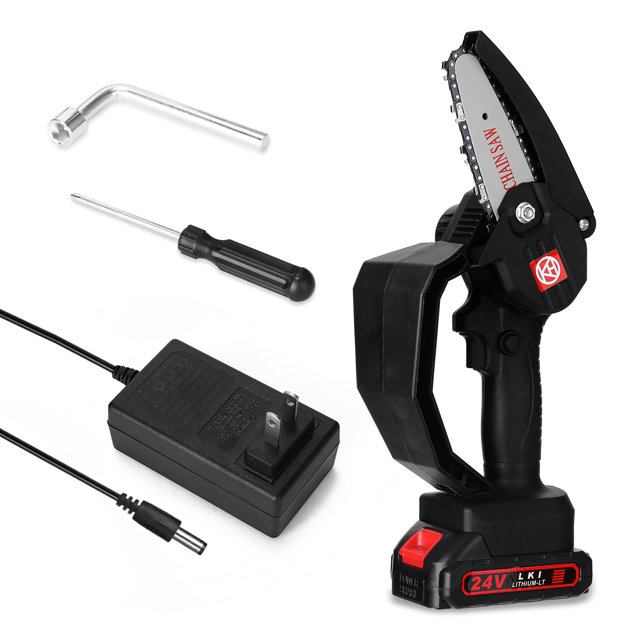 Tignapoo Scie Alternative Compacte 24V Sans Fil avec Moteur à Balais, Opération à une Main, Déflecteur Réglable et Lumière LED, Idéale pour le Travail du Bois et la Taille, avec Batterie et Chargeur, Noir, US