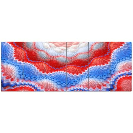 6 Graphic Designs - Design Art 'Red Blue Snake Skin Flower' 6 Piece Graphic Art Print Set on Canvas