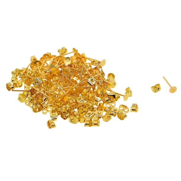 100 Pares de Pendientes de Hierro, Pendientes de Poste, Hallazgo para La Fabricación de Pendientes de Joyería , Dorado perfecl Pendientes postes y respaldos