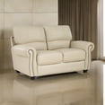 thumbnail image 6 of 63 Inch Loveseat, Cream Top Grain and Faux Leather, Brown Solid Wood, 6 of 6