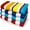 Multicolor, variant on Kaufman - 32" x 62" Red Joey Velour Cabana Stripe Multicolor Beach Towel, 4-Pack, 100% U.S.A. Cotton
