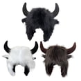 thumbnail image 3 of vnanda Thermal Cow Hat Winter Funny Hat with Fake Cow Horn Decor Thunderbolt Design Thick Warm Windproof Faux Fur Ear Unisex Fluffy for Women, 3 of 8