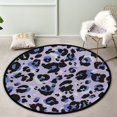 Coolnut Round Rugs for Living Room, Leopard Pattern Seamless Purp Non