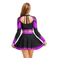 thumbnail image 4 of iiniim Womens Cheerleading Costume Uniform Long Sleeve Crop Top with Pleated Skirt Accessories Purple B XL, 4 of 7