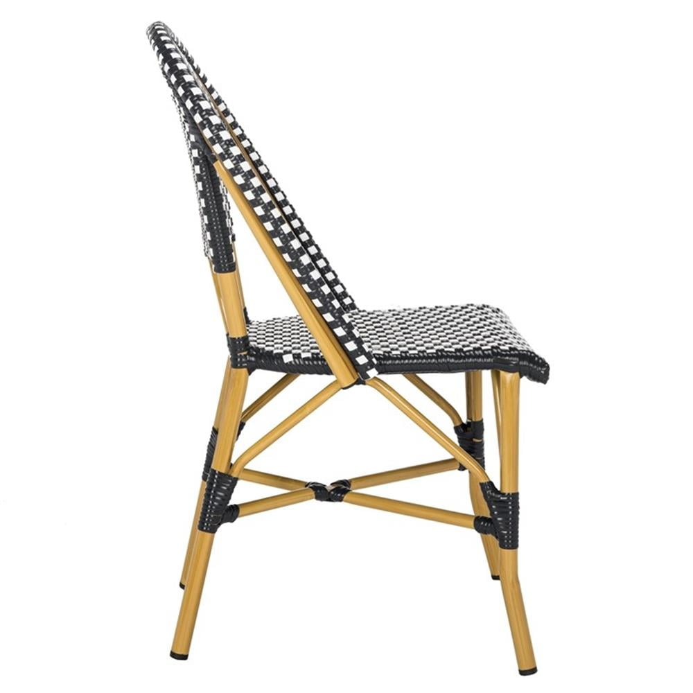 SAFAVIEH Salcha Indoor/Outdoor Stacking Side Chair, Black/White, Set of 2