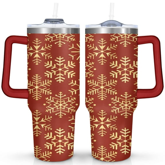 Christmas Tree 40 Oz Tumbler with Handle Double Wall Christmas Snowflake Ball Coffee Travel Mug Modern Thermal Insulated Coffee Mug for Spring Summer Camping Outdoor for Mom Wife Teacher Neighbor