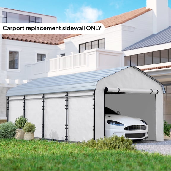 Outsunny Carport Replacement Sidewall Panel Set of 4 for 10' x 15' Carports, UPF50  Waterproof PE Tarp Replacement Side Wall Cover, White