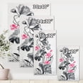 thumbnail image 4 of Designart ' Pink Vintage Lotus Flower and Monochrome Leaves ' Traditional Canvas Wall Art Print, 4 of 4