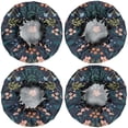 thumbnail image 2 of Shower Caps,Pioneer Flower Floral Print Pattern Waterproof Shower Cap for Women 4 Pieces,Double Reusable Hair Cover for Shower PEVA Elastic Stretch Hem, 2 of 7