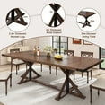 thumbnail image 6 of Blotout 95" Modern Farmhouse Dining Table for 10-12 People, Rectangular Wood Dining Table with Wood Strip Base, Long Kitchen Table Tables for Dining Room, Gathering, Kitchen (Brown), 6 of 10