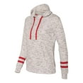 thumbnail image 2 of J. America Women's Melange Fleece Striped Sleeve Hooded Pullover, Style 8674, 2 of 3