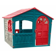 PalPlay House of Fun Playhouse for Kids  Indoor Outdoor  Working Door and Windows  Red White Blue Color Twilight Color  Toddlers Age 2 and Up