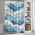 thumbnail image 3 of Blue Ombre Fabric Shower Curtain Geometric Abstract Sea Wave Washable Shower Curtains for Bathroom, Waterproof Bath Curtain with Hooks Home Decor 36x72in, 3 of 8