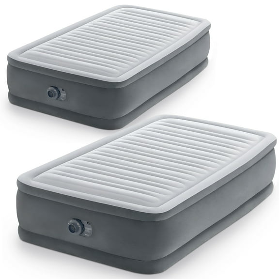 Intex Dura Beam Comfort Plus Airbed Mattress w/ Built In Pump, Twin, 2 Pack
