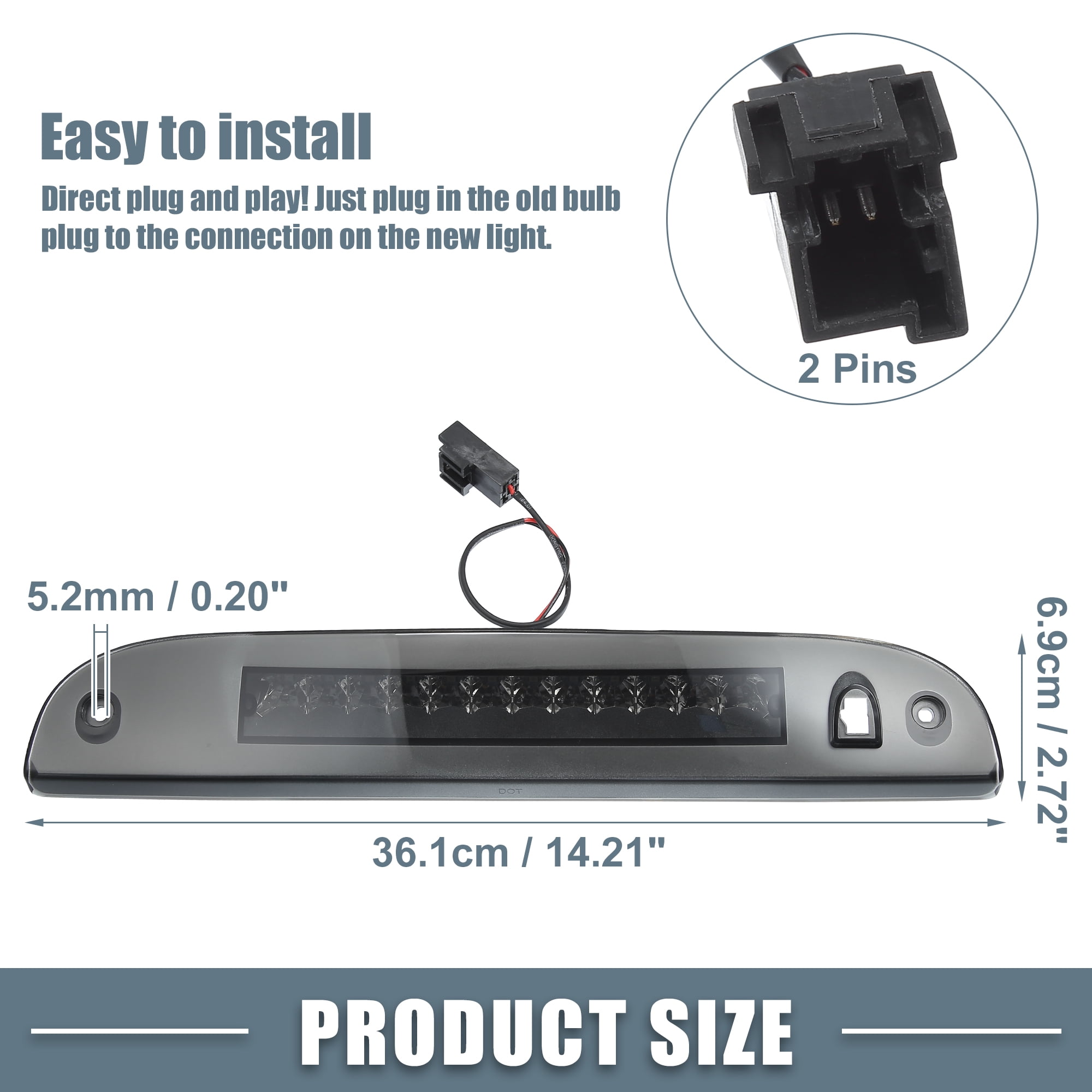 Unique Bargains LED Third Brake Stop Light for Ford Escape 2008-2012 Chrome Tone