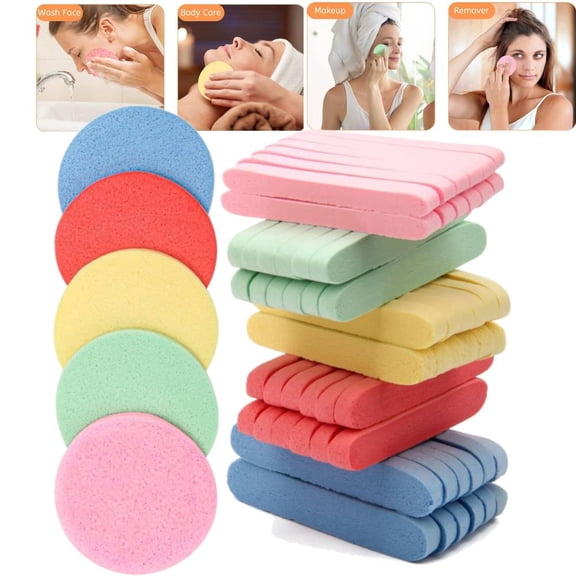 120 Pcs Facial Sponge Compressed, Luxiv 5 Colors Face Cleansing Sponge Estheticians Compressed Makeup Facial Sponge Round Wash Face Sponges for Women Compress Exfoliating Removal Sponge
