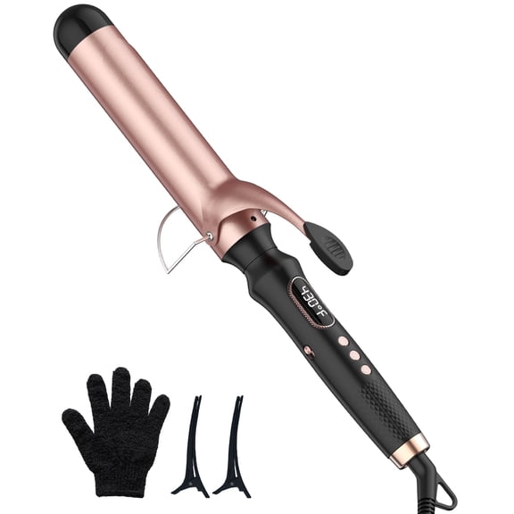 1 1/2 inch Curling Iron,100-240V Dual Voltage Culing Wand,Long Barrel Curling Iron Hair，Fast Heating Hair Curler with 12 Heat Settings with LED Display