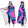 thumbnail image 2 of Wearable Blanket,Colorful Tie Dye Mandala Pattern Hooded Wearable Flannel Blanket for Adults & Teens,Winter Poncho Shawl Wrap Cape Cozy Anti-Pill,50"x60", 2 of 5