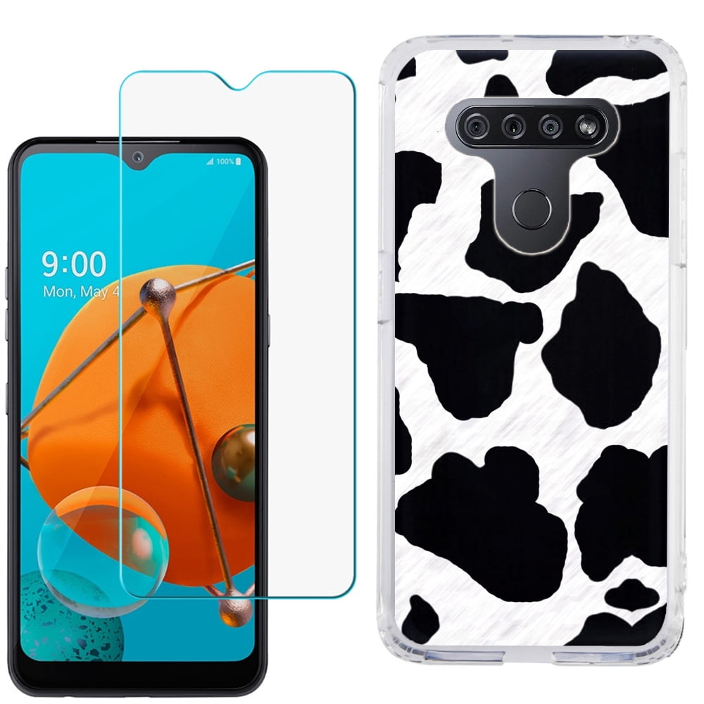 Slim-Fit Protective Phone Case for LG Reflect, with Tempered Glass Screen Protector, by OneToughShield ® - Cow Skin Design