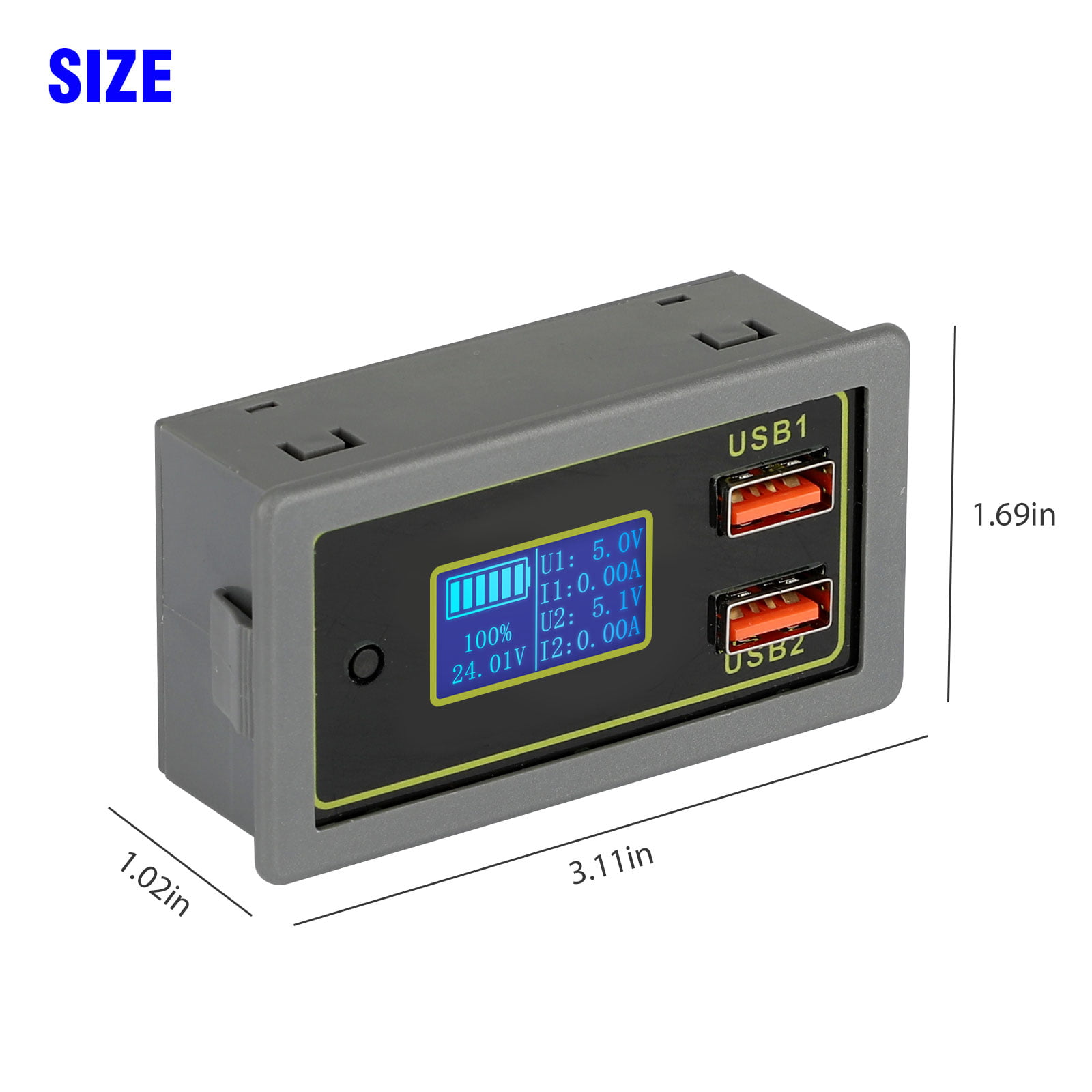 Battery Monitor Voltmeter, TSV Dual Port USB Battery Capacity