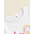 thumbnail image 6 of Musuos Little Girls Summer 2PCS Sets 18M-6Y Short Sleeve Letter Donut Embroidery T-shirt Belted Shorts Sets Birthday Clothes, 6 of 10