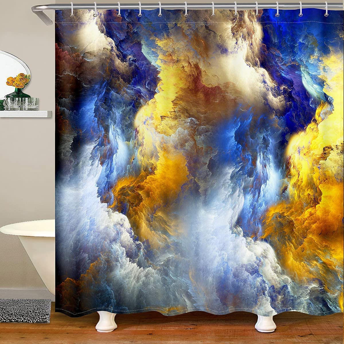 Tie Dye Bathroom Sets Colorful Marble Shower Curtain Galaxy Nebula