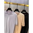thumbnail image 4 of Camisa polo de manga corta para hombre, informal, de negocios, de algodón de fibra larga, de punto, de color sólido fino, primavera/verano 2024, 4 of 5
