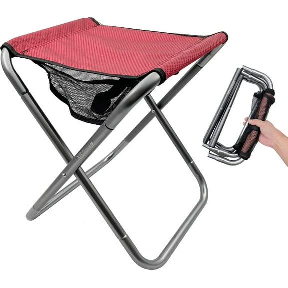 Camping Stool, Portable Folding Stool XXL Size Camping Stool for Adults Aluminum Alloy Folding Stool for Travel, Camping, Hiking, Fishing , Gardening with Carry Bag