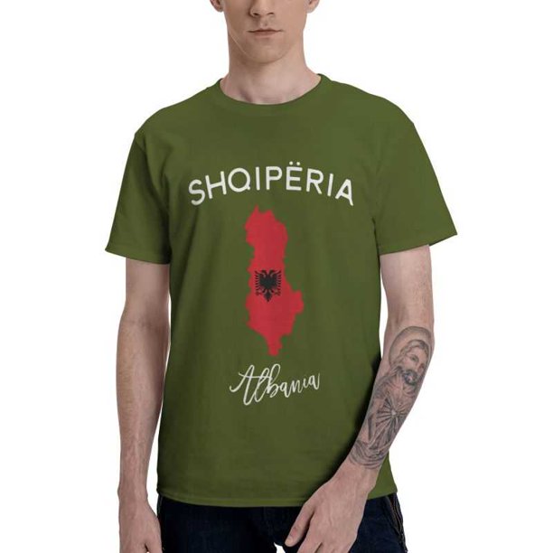 Camiseta con la bandera de Albania y el mapa, camisetas informales para hombre, camisetas de algodón de manga corta, camisetas patrióticas albanesas, idea de regalo, ropa