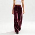 thumbnail image 4 of JUUNthy Womens Wide Leg Dress Pants, Button High Waist with Pockets Flat Front Velvet Office Business Palazzo Trousers Black 3XL, 4 of 16