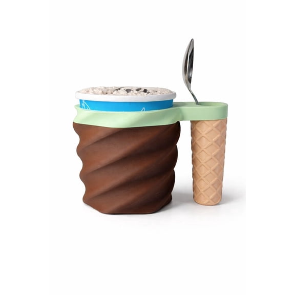 Fusion Layer 3D Ice Cream Cone Ice Cream Pint Holder Mug Sleeve for Standard 16 oz Pints Reusable Freezer Friendly