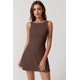 thumbnail image 5 of Vestido de tenis QINSEN con cuello de barco y pantalones cortos para mujer, color castaño M, 5 of 6