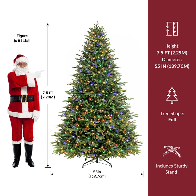 Lolsea 7.5ft Prelit Artificial Balsam Fir Christmas Tree with Lifelike ...