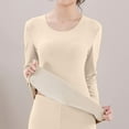 thumbnail image 2 of Thermal Undershirt for Women Long Sleeve Base Layer Tops Plus Size Winter Lined Seamless Stretch Shirts Solid Color Thickened Warm Innerwear Cold Seasons Women's Thermal Underwear, 2 of 8