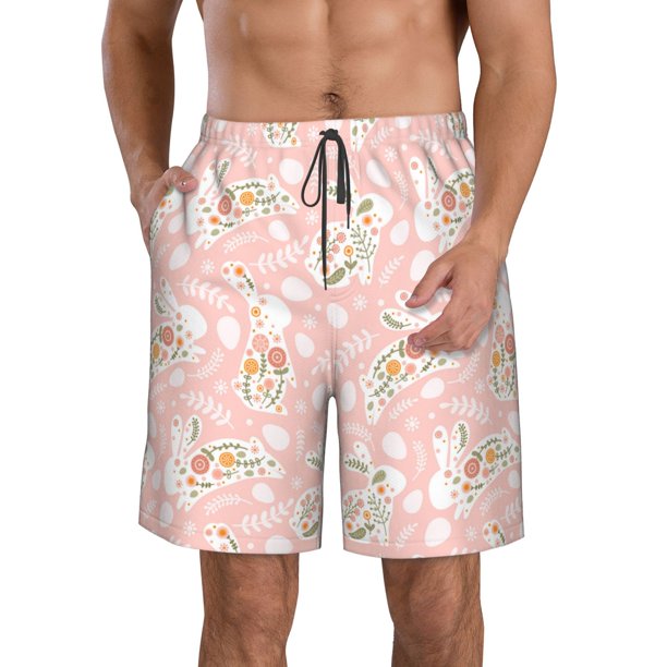 Balery Easter Bunny Traje de Baño Estilo Hawaiano para Hombre, Shorts de Secado Rápido con Bolsillos-X-Large