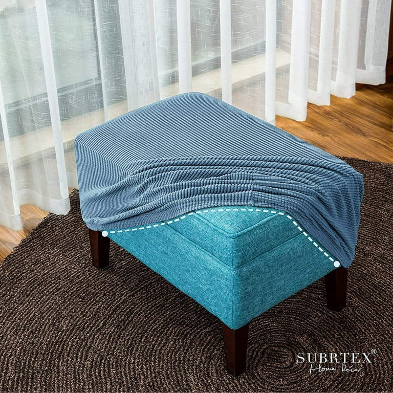 Subrtex Stretch Textured Grid Oversized Ottoman Slipcover
