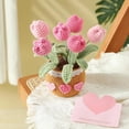 thumbnail image 6 of Gifts for Mom Crochet Flower Bouquet Tulips Potted Plant Flowers Birthday Thank You Gift for Women Home Desk Decor (Pink), 6 of 6