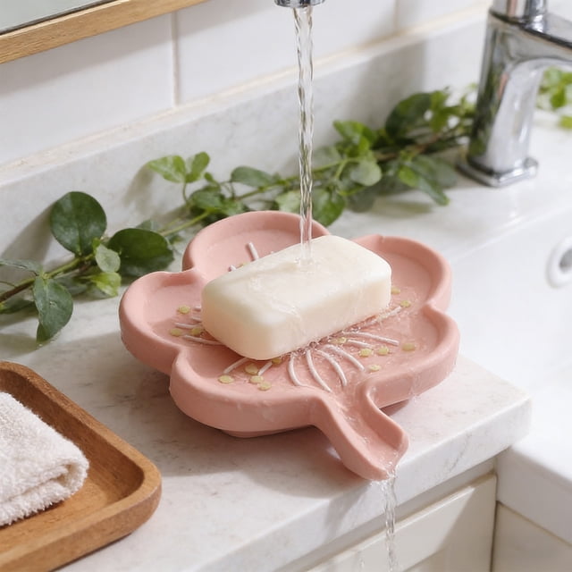 Jabonera de silicona con ranura guía, soporte para jabón de baño y cocina, bandeja de drenaje de agua, multicolor, 13.3 cm