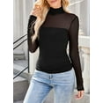 thumbnail image 4 of Gamvdout Women’s ock Turtle Neck Long Sleeve Sheer Mesh Ruched Going Out Tops, 4 of 6