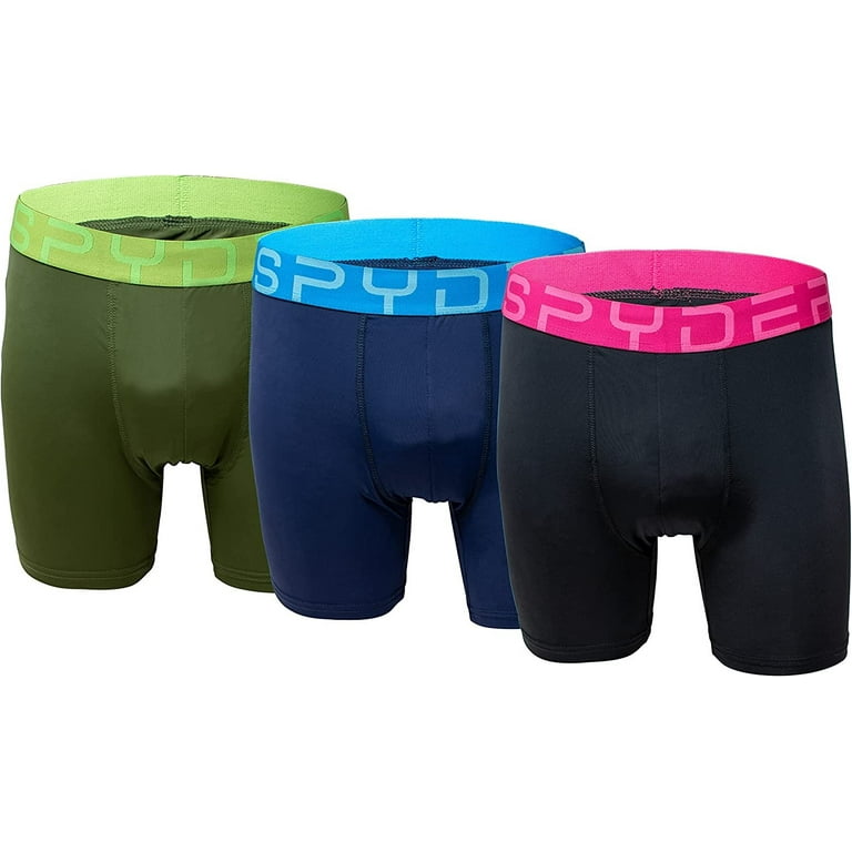 Spyder Mens Boxer Briefs Performance Sports Compression Shorts Athletic  Mens Underwear - Mens Boxers Brief - 3 Pack for Men Medium, Black/Blue/Green
