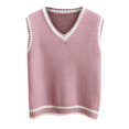 thumbnail image 2 of Pntutb, ropa de calle para mujer, prendas de punto, chaleco de moda, tops, cuello en V, suéter de punto a cuadros Argyle Pntutb Pntutb-3357, 2 of 3